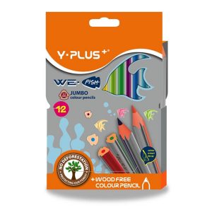 Y+ Jumbo Tri-Grip Pencil Crayons 12's