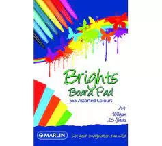 Marlin A4 160g Pad 25 Bright Assorted